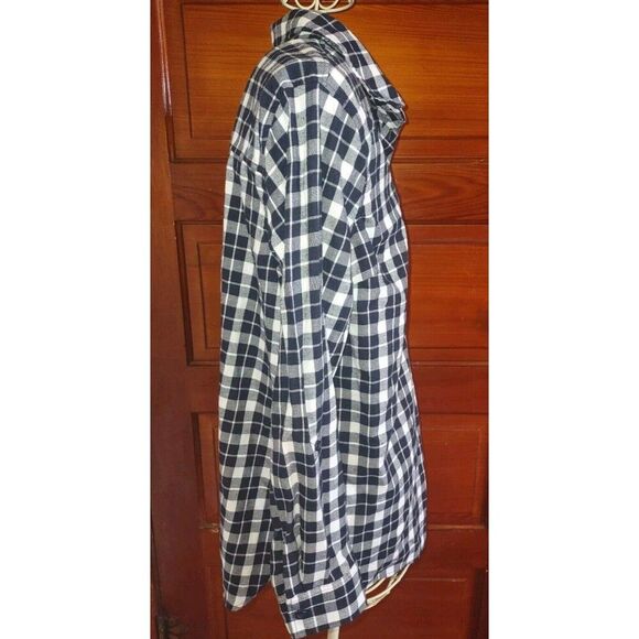 5/$25 EUC Sz L Christopher & Banks 1/2 Button Long Sleeve Black Plaid Tunic - Picture 3 of 6